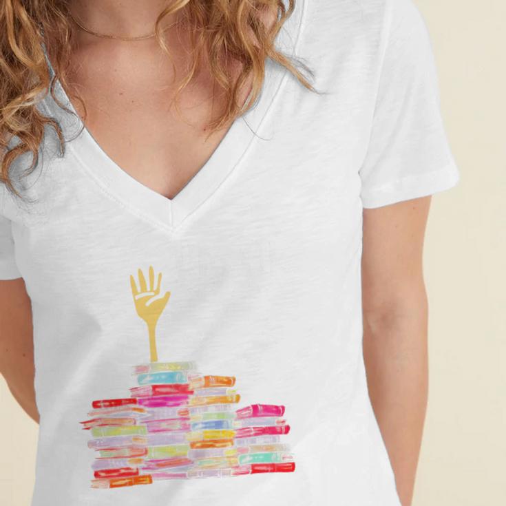 I'm Ok Books Boooks Lover Premium Tri-Blend Women's Jersey Short Sleeve Deep V-Neck Tshirt