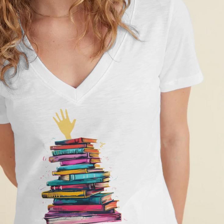 I'm OK Reading Books Library Bookworm Bookish Book Lover Women's Jersey Short Sleeve Deep V-Neck Tshirt I'm OK Reading Books Library Bookworm Bookish Book Lover Women's Jersey Short Sleeve Deep V-Neck Tshirt