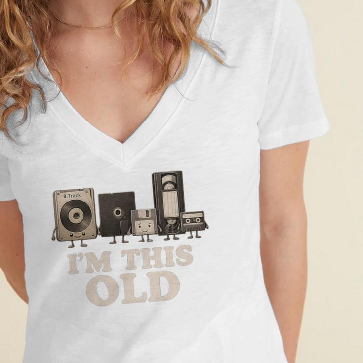I’m This Old Retro Tech Nostalgia For 70s 80s Premium Tri-Blend Women's Jersey Short Sleeve Deep V-Neck Tshirt