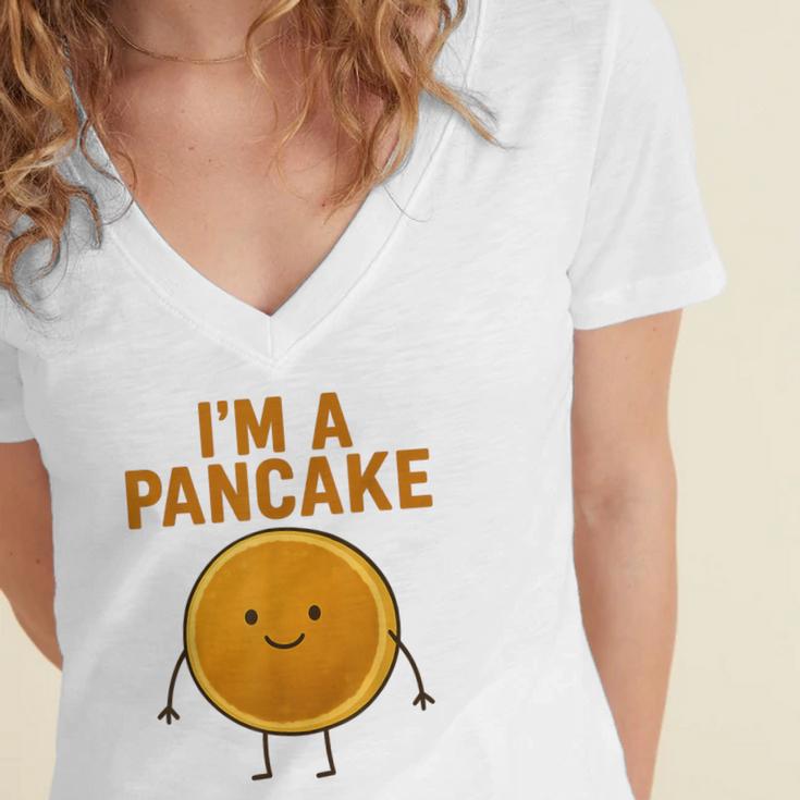 I’m a Pancake Meme For Nostalgia And Sci-Fi Fan Women's Jersey Short Sleeve Deep V-Neck Tshirt