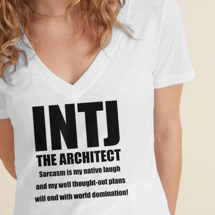 INTJ Architect Personality Introvert Sarcastic Women's Jersey Short Sleeve Deep V-Neck Tshirt