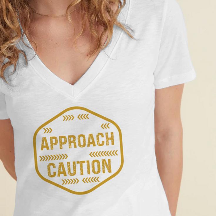 Introvert Approach With Caution For Introverted People Women's Jersey Short Sleeve Deep V-Neck Tshirt Introvert Approach With Caution For Introverted People Women's Jersey Short Sleeve Deep V-Neck Tshirt