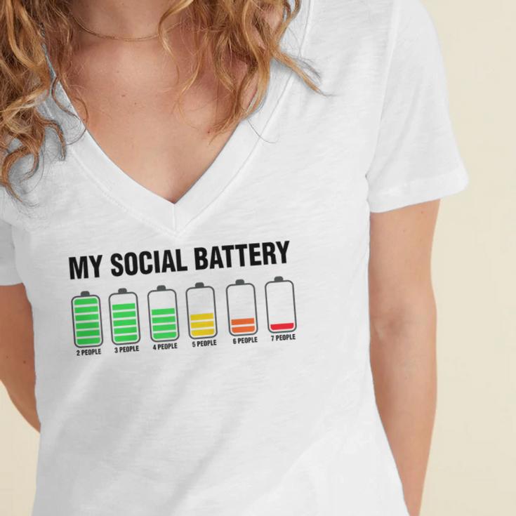 Introvert Cute My Social Battery Raglan Baseball Tee Women's Jersey Short Sleeve Deep V-Neck Tshirt Introvert Cute My Social Battery Raglan Baseball Tee Women's Jersey Short Sleeve Deep V-Neck Tshirt