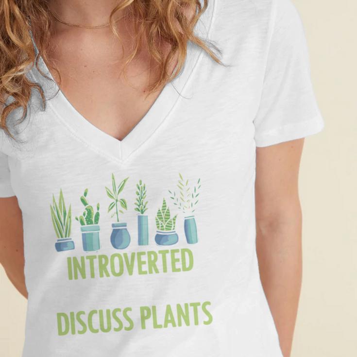 Introvert Farming Life Gardening For Geeky Plant Lover Women's Jersey Short Sleeve Deep V-Neck Tshirt