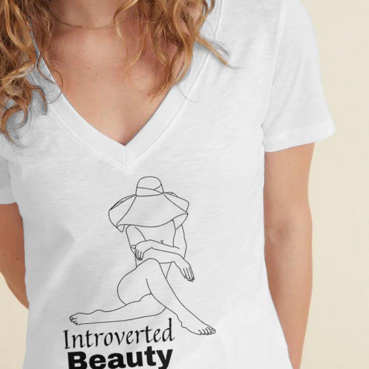 Introvert Health Aware Acceptance Beauty Art Women's Jersey Short Sleeve Deep V-Neck Tshirt Introvert Health Aware Acceptance Beauty Art Women's Jersey Short Sleeve Deep V-Neck Tshirt