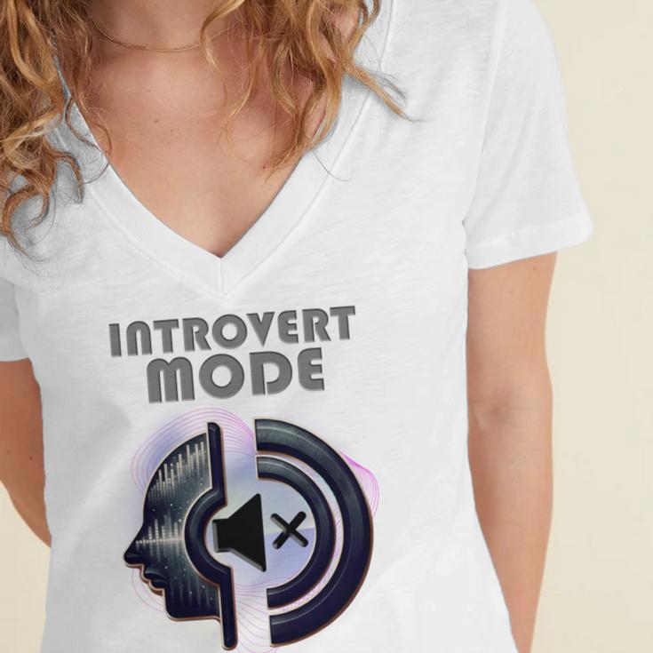 Introvert Mode Finding Inner Peace In Silence Women's Jersey Short Sleeve Deep V-Neck Tshirt Introvert Mode Finding Inner Peace In Silence Women's Jersey Short Sleeve Deep V-Neck Tshirt
