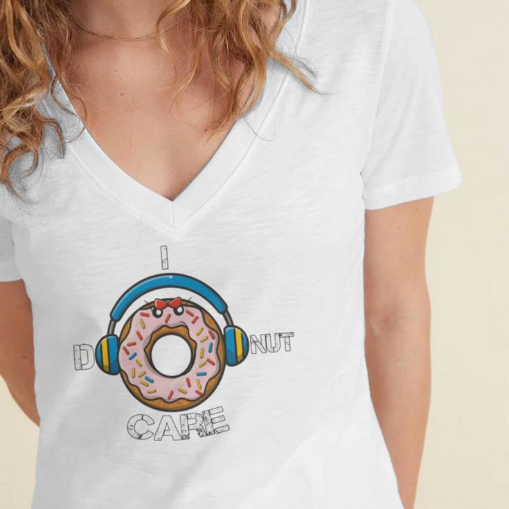Introvert Music Lover Donuts Sarcastic Women's Jersey Short Sleeve Deep V-Neck Tshirt Introvert Music Lover Donuts Sarcastic Women's Jersey Short Sleeve Deep V-Neck Tshirt