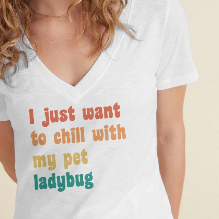 Introvert Pet Ladybug Mom Women's Jersey Short Sleeve Deep V-Neck Tshirt Introvert Pet Ladybug Mom Women's Jersey Short Sleeve Deep V-Neck Tshirt