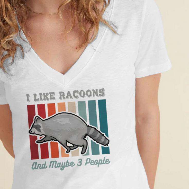 Introvert Raccoon Animal Lover Trash Panda Antisocial Retro Women's Jersey Short Sleeve Deep V-Neck Tshirt Introvert Raccoon Animal Lover Trash Panda Antisocial Retro Women's Jersey Short Sleeve Deep V-Neck Tshirt