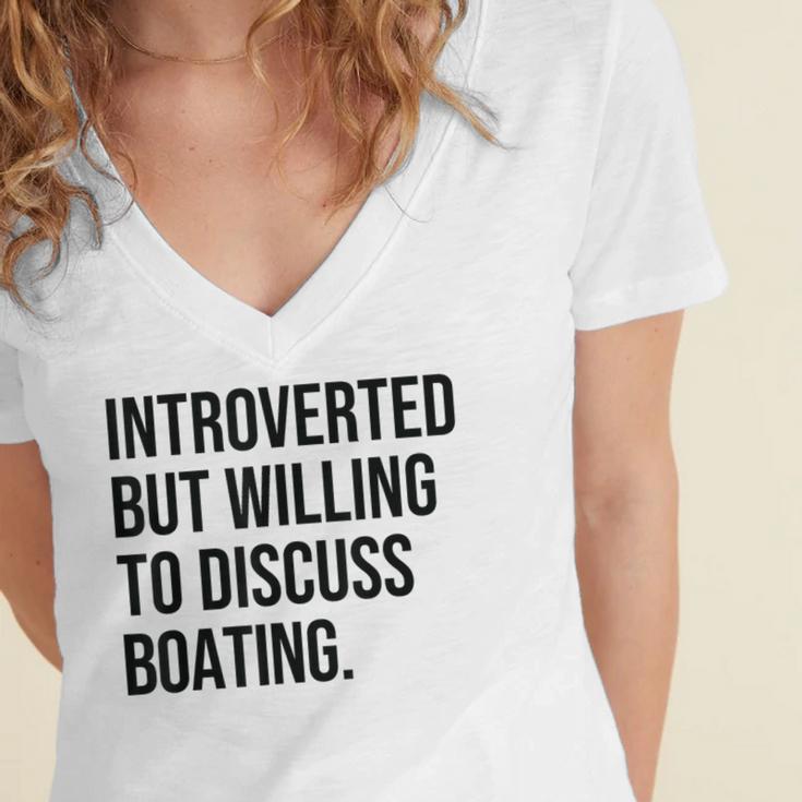 Introverted Boater Boating Introvert Women's Jersey Short Sleeve Deep V-Neck Tshirt