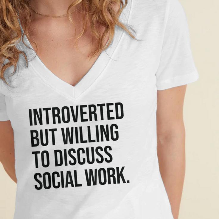Introverted Caseworker Social Work Introvert Women's Jersey Short Sleeve Deep V-Neck Tshirt Introverted Caseworker Social Work Introvert Women's Jersey Short Sleeve Deep V-Neck Tshirt