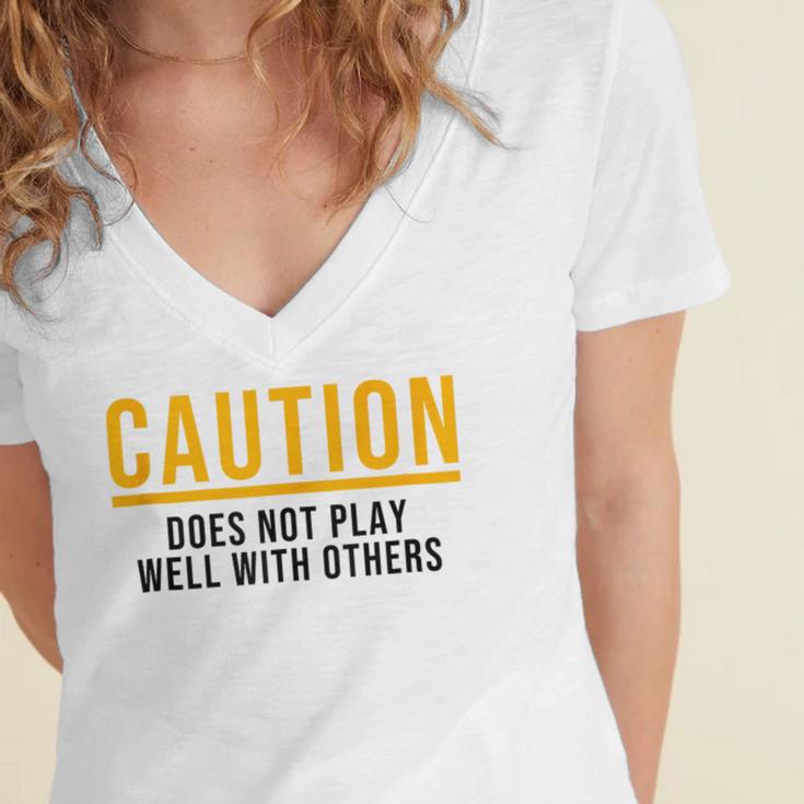 Introverted Does Not Play Well Competitive Athletic Women's Jersey Short Sleeve Deep V-Neck Tshirt Introverted Does Not Play Well Competitive Athletic Women's Jersey Short Sleeve Deep V-Neck Tshirt