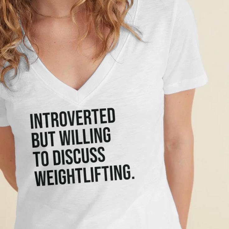 Introverted Weightlifter Gym Weightlifting Introvert Women's Jersey Short Sleeve Deep V-Neck Tshirt Introverted Weightlifter Gym Weightlifting Introvert Women's Jersey Short Sleeve Deep V-Neck Tshirt