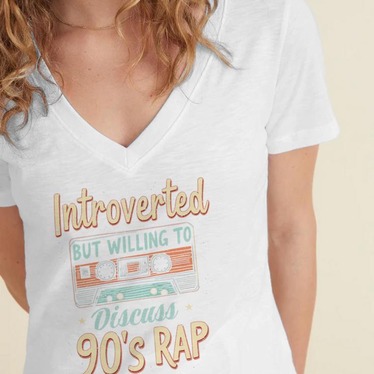Introverted But Willing To Discuss 90s Rap Premium Tri-Blend Women's Jersey Short Sleeve Deep V-Neck Tshirt Introverted But Willing To Discuss 90s Rap Premium Tri-Blend Women's Jersey Short Sleeve Deep V-Neck Tshirt