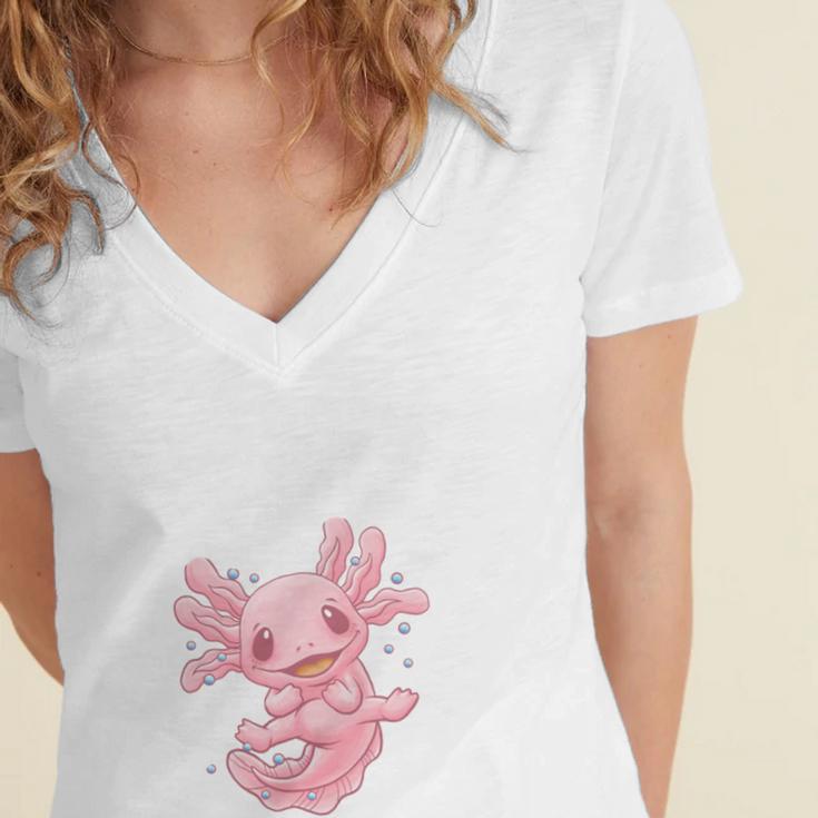 Introverted But Willing To Discuss Axolotl Salamander Women's Jersey Short Sleeve Deep V-Neck Tshirt