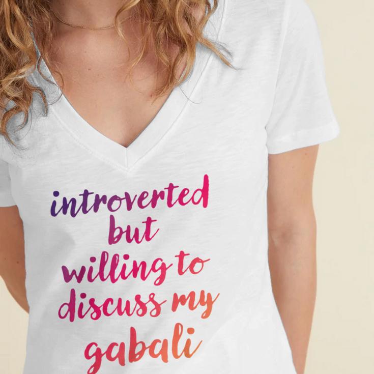 Introverted Willing To Discuss Gabali Introvert Women's Jersey Short Sleeve Deep V-Neck Tshirt Introverted Willing To Discuss Gabali Introvert Women's Jersey Short Sleeve Deep V-Neck Tshirt