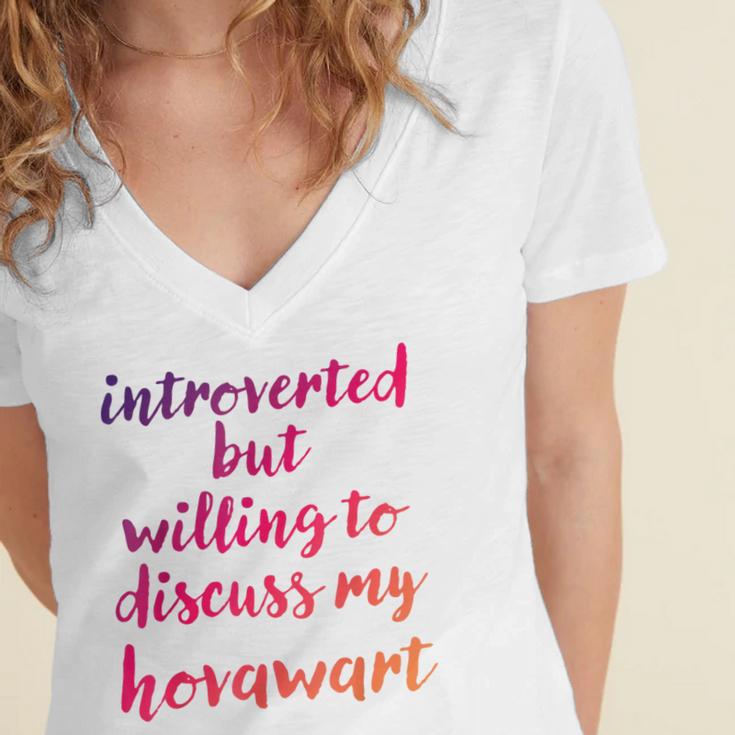 Introverted Willing To Discuss Hovawart Introvert Women's Jersey Short Sleeve Deep V-Neck Tshirt