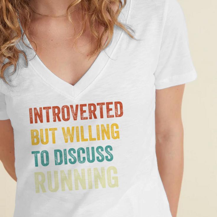 Introverted But Willing To Discuss Running Hobby Women's Jersey Short Sleeve Deep V-Neck Tshirt Introverted But Willing To Discuss Running Hobby Women's Jersey Short Sleeve Deep V-Neck Tshirt