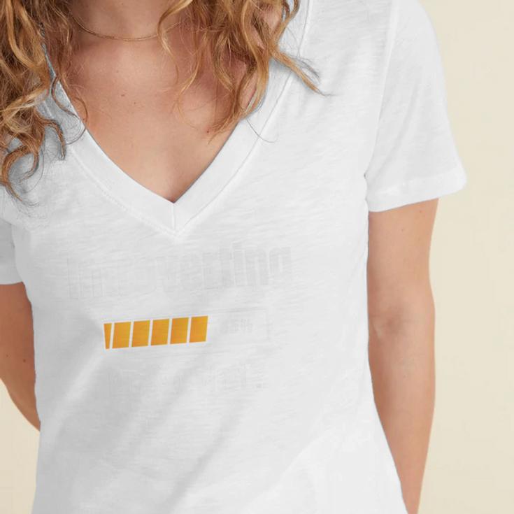 Introverting Please Wait Humor Sarcastic Geek Gamer Jokes Premium Women's Jersey Short Sleeve Deep V-Neck Tshirt Introverting Please Wait Humor Sarcastic Geek Gamer Jokes Premium Women's Jersey Short Sleeve Deep V-Neck Tshirt