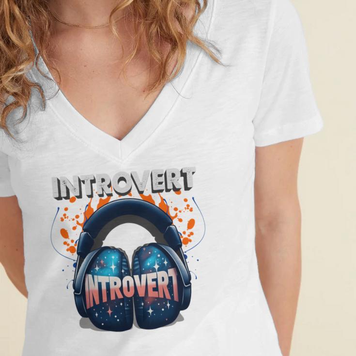 Introvert's Best Friend Noise-Canceling Headphones Women's Jersey Short Sleeve Deep V-Neck Tshirt Introvert's Best Friend Noise-Canceling Headphones Women's Jersey Short Sleeve Deep V-Neck Tshirt