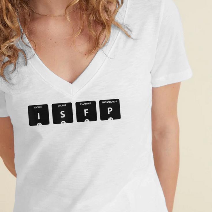 ISFP Adventurer Personality Type Periodic Table Introvert Women's Jersey Short Sleeve Deep V-Neck Tshirt ISFP Adventurer Personality Type Periodic Table Introvert Women's Jersey Short Sleeve Deep V-Neck Tshirt
