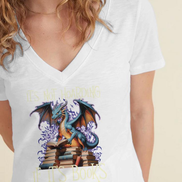 It's Not Hoarding If It's Books Reading Bookworm Reader Women's Jersey Short Sleeve Deep V-Neck Tshirt