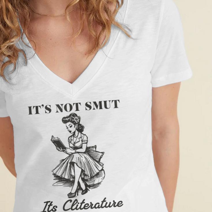 It's Not Smut It's Literature Smut Book Reader Women's Jersey Short Sleeve Deep V-Neck Tshirt It's Not Smut It's Literature Smut Book Reader Women's Jersey Short Sleeve Deep V-Neck Tshirt