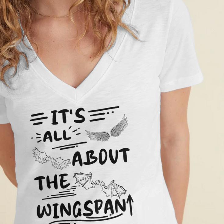 It's All About The Wingspan For Book Lover Women's Jersey Short Sleeve Deep V-Neck Tshirt