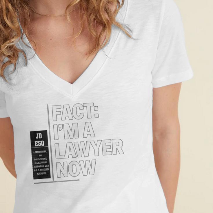 JD ESQ Law Graduate Fact I’m a Lawyer Now Graduation Women's Jersey Short Sleeve Deep V-Neck Tshirt