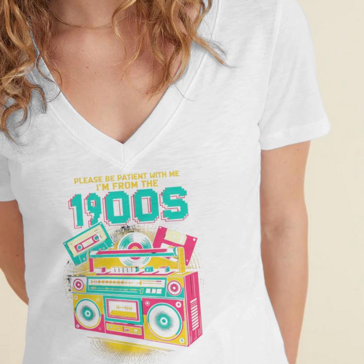 Joke 90s Please Be Patient With Me I'm From The 1900s Premium Tri-Blend Women's Jersey Short Sleeve Deep V-Neck Tshirt