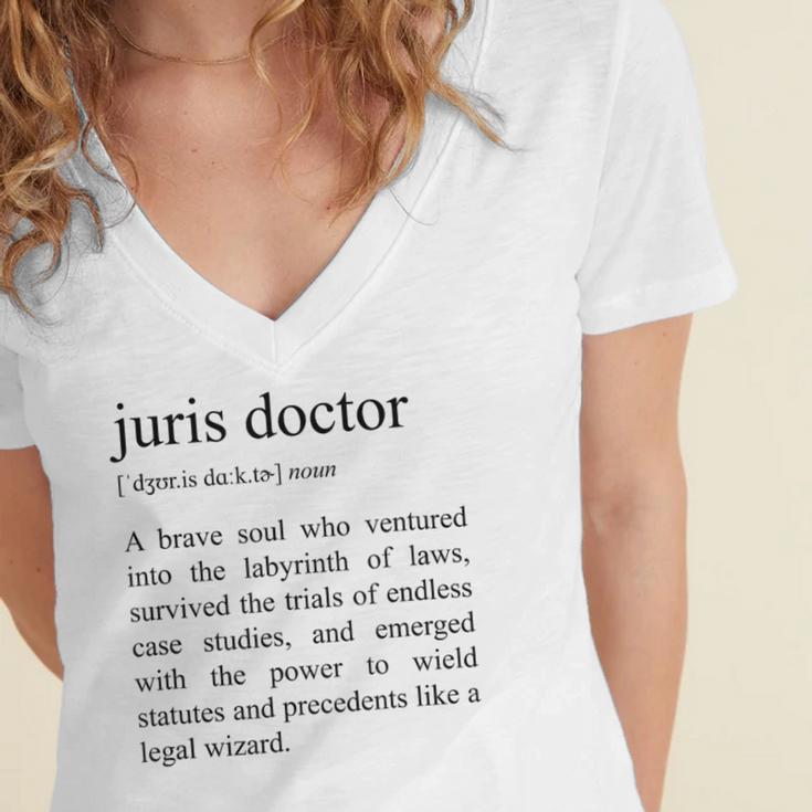 Juris Doctor Definition Law School Graduation Women's Jersey Short Sleeve Deep V-Neck Tshirt