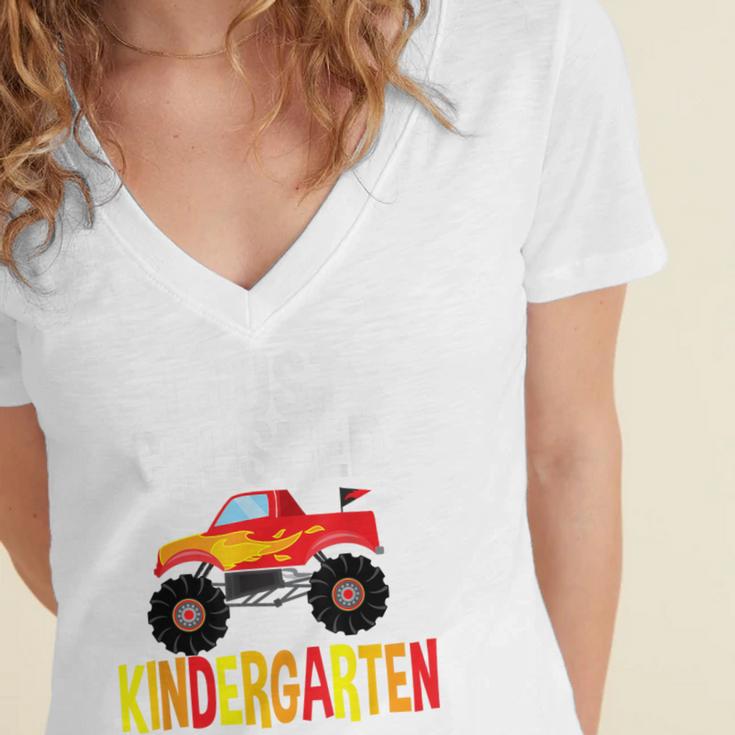 I Just Crushed Kindergarten Monster Graduation Shirt Women's Jersey Short Sleeve Deep V-Neck Tshirt