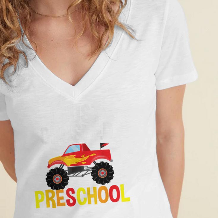 I Just Crushed Preschool Monster Graduation Pre-K Shirt Women's Jersey Short Sleeve Deep V-Neck Tshirt