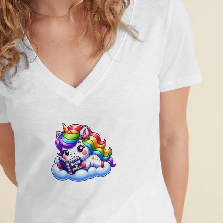 Just One More Chapter Bookish Book Unicorn Reading Book Women's Jersey Short Sleeve Deep V-Neck Tshirt Just One More Chapter Bookish Book Unicorn Reading Book Women's Jersey Short Sleeve Deep V-Neck Tshirt