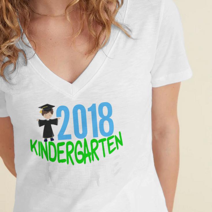 Kids 2018 Kindergarten Graduation Women's Jersey Short Sleeve Deep V-Neck Tshirt