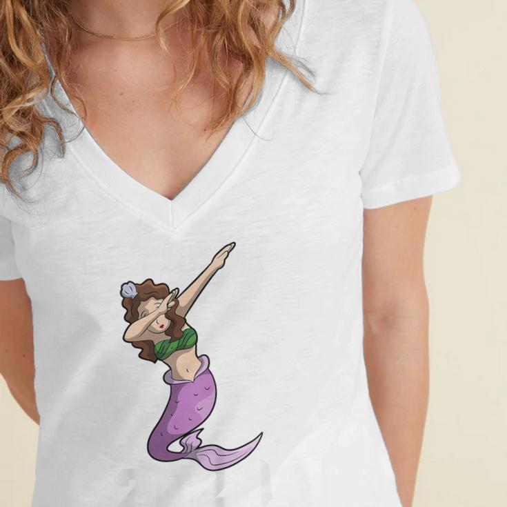 Kids Class Of 2029 Shirt Graduation Dabbing Mermaid Shirt Women's Jersey Short Sleeve Deep V-Neck Tshirt