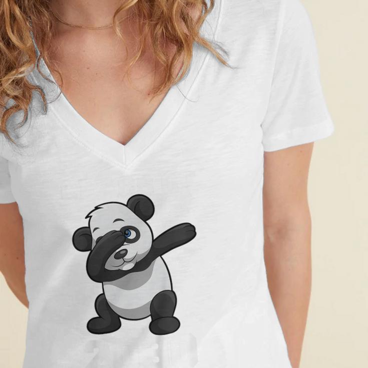 Kids Class Of 2030 Shirt Graduation Dabbing Panda Shirt Women's Jersey Short Sleeve Deep V-Neck Tshirt