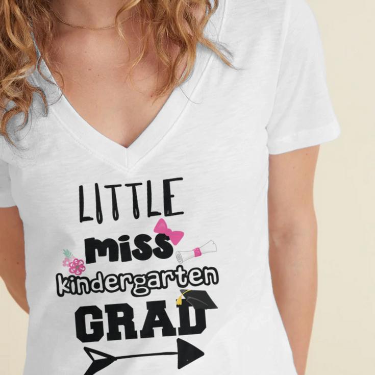 Kids Kindergarten Graduation Shirt Girls Daughter Granddaughter Women's Jersey Short Sleeve Deep V-Neck Tshirt