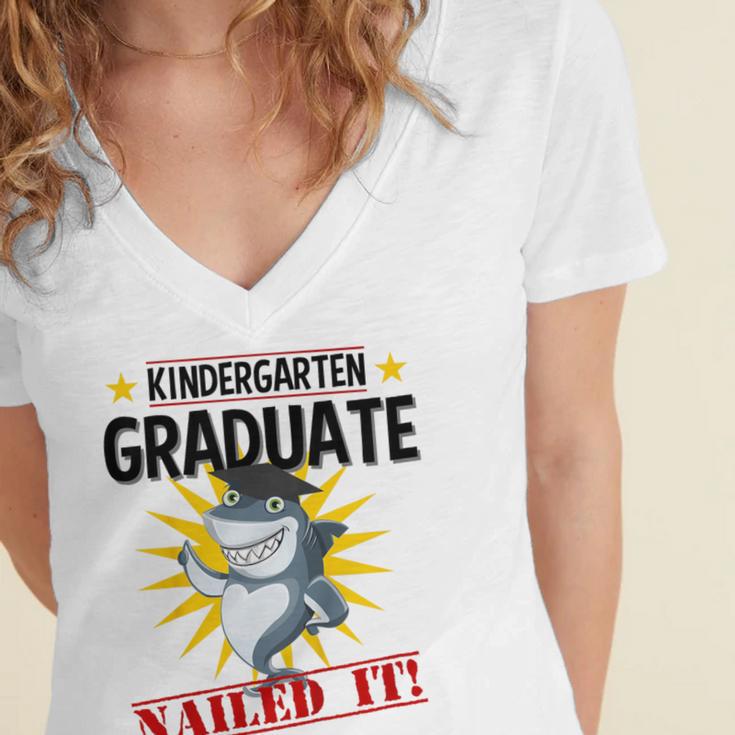 Kids Kindergarten Nailed It Shirt 2019 Shark Graduation Tee Women's Jersey Short Sleeve Deep V-Neck Tshirt