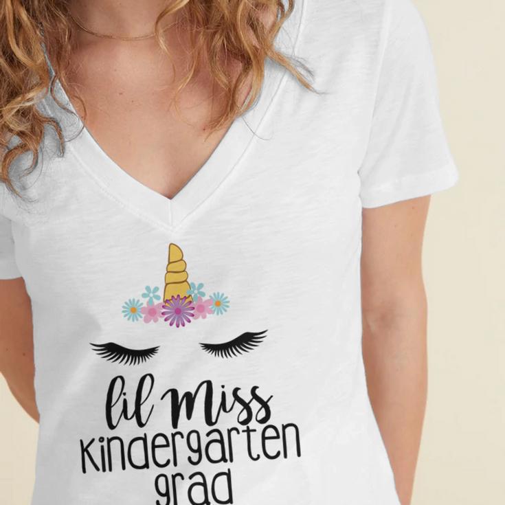 Kids Lil Miss Kindergarten Grad Shirt Graduation Shirts 2018 Women's Jersey Short Sleeve Deep V-Neck Tshirt