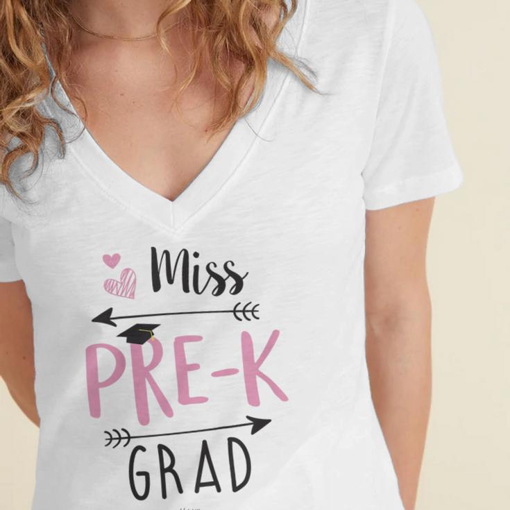 Kids Miss Pre-K Grad Graduation Shirt Cute School Tees Women's Jersey Short Sleeve Deep V-Neck Tshirt