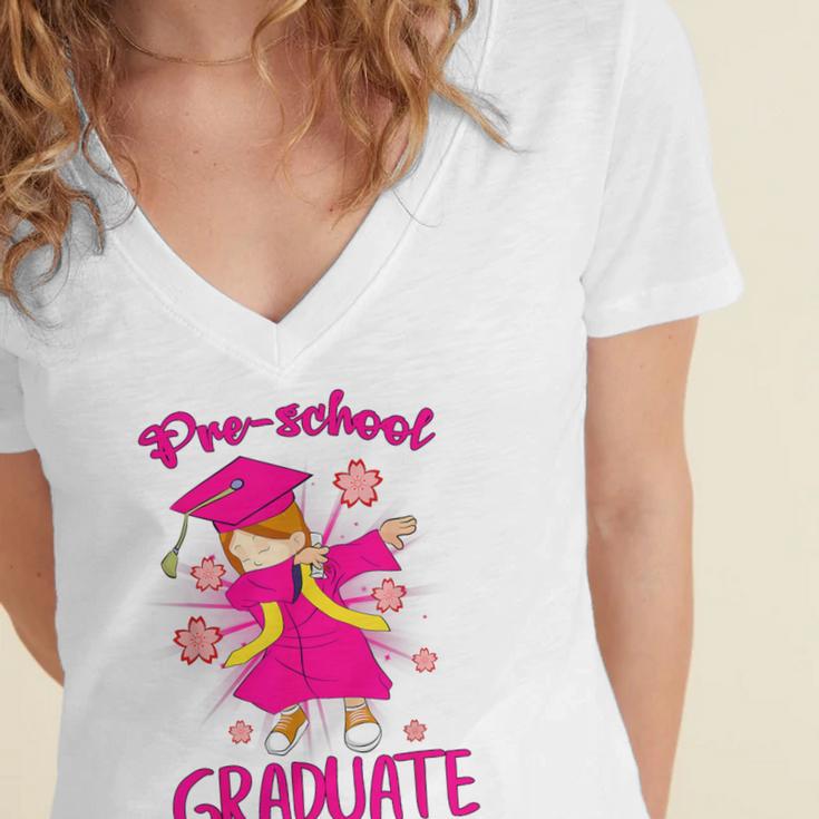 Kids Preschool Graduate 2018 Graduation Pre-K Women's Jersey Short Sleeve Deep V-Neck Tshirt