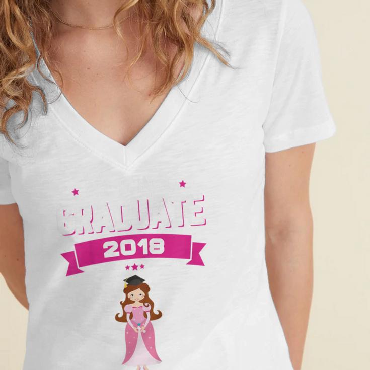 Kids Princess Girl Preschool Graduate 2018 Graduation Pre-K Women's Jersey Short Sleeve Deep V-Neck Tshirt
