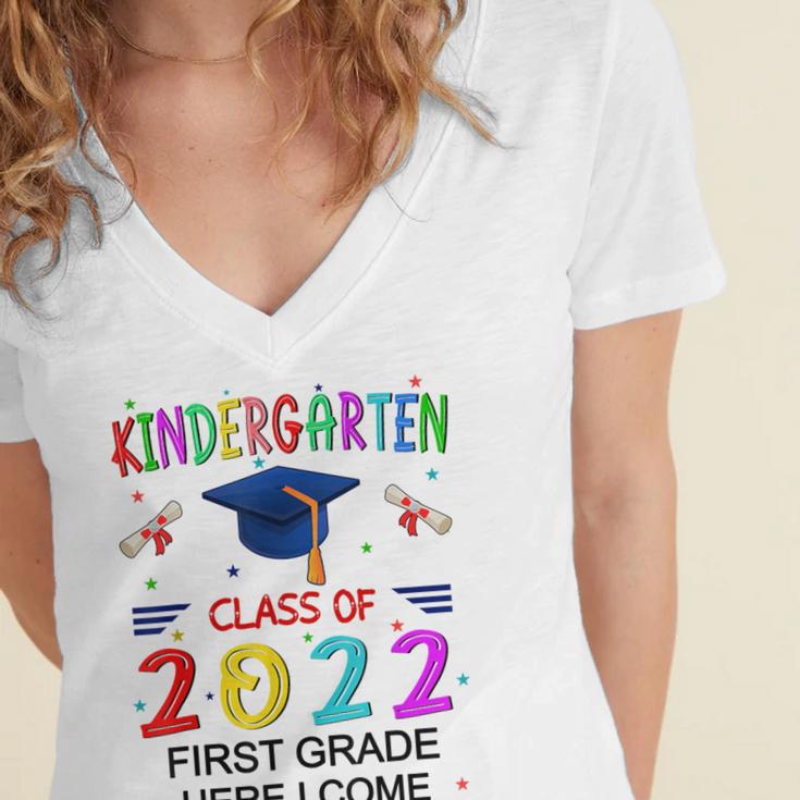 Kindergarten Graduation Class Of 2022 1st Grade Here I Come Women's Jersey Short Sleeve Deep V-Neck Tshirt