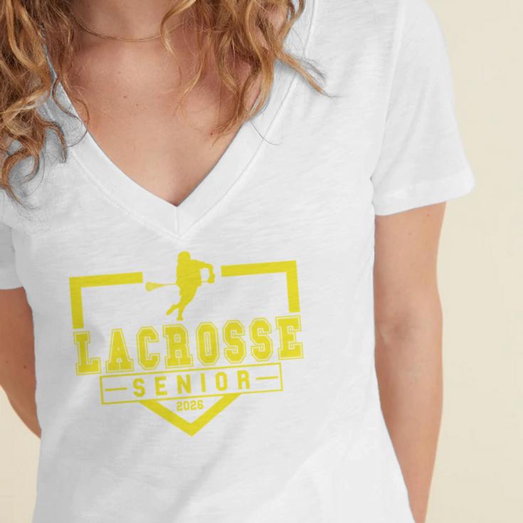 Lacrosse Senior Night Lacrosse Senior 2026 Graduation 20 Women's Jersey Short Sleeve Deep V-Neck Tshirt
