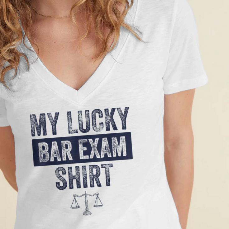 Law School Graduation Him Her Lucky Bar Exam Women's Jersey Short Sleeve Deep V-Neck Tshirt