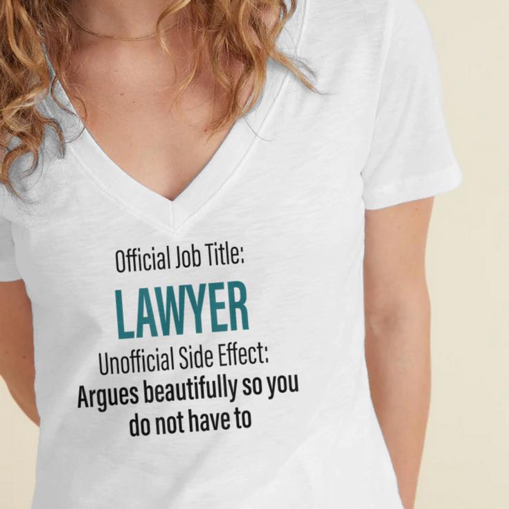 Lawyer Definition Quote Attorney Student Graduation Women's Jersey Short Sleeve Deep V-Neck Tshirt