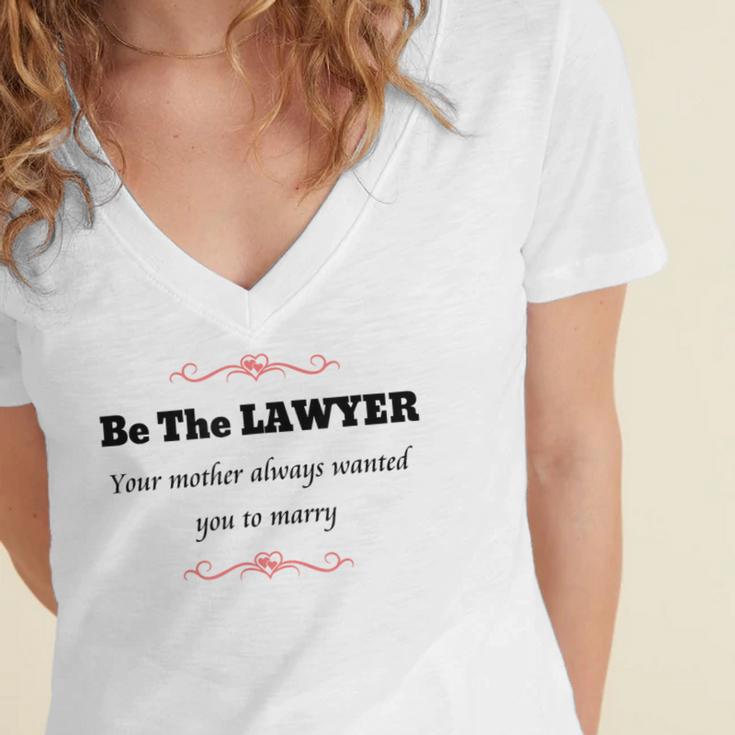 Lawyer Law School GraduationShirt Female Graduate Women's Jersey Short Sleeve Deep V-Neck Tshirt