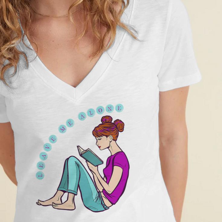 Leave Me Alone I'm Reading a Book For Bookworms Premium Tri-Blend Women's Jersey Short Sleeve Deep V-Neck Tshirt