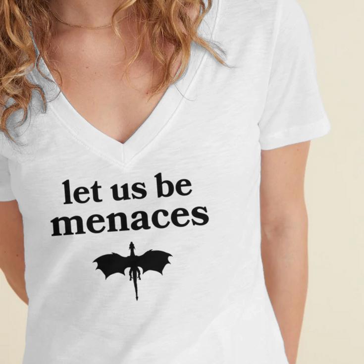 Let Us Be Menaces Dragon Book Lover Women's Jersey Short Sleeve Deep V-Neck Tshirt